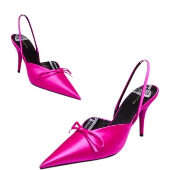 COPY - Balenciaga style Satin Slingback Heels - Picture 2 of 2
